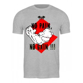 Мужская футболка с принтом NO PAIN NO GAIN.firm в Курске,  |  | Тематика изображения на принте: 