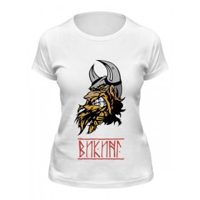 Женская футболка с принтом Суровый викинг в Курске,  |  | 