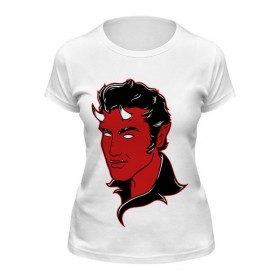 Женская футболка с принтом Элвис Пресли Дьявол в Курске,  |  | 
