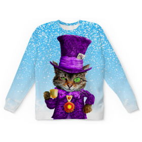 full_print_kids_sweatshirt с принтом Чеширский котик в Курске,  |  | Тематика изображения на принте: 