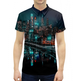 full_print_man_polo с принтом Ночные огни в Курске,  |  | 