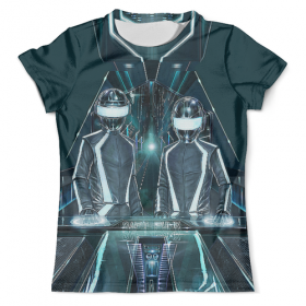 full_print_tee с принтом Daft Punk Design в Курске, Футболка с нанесением полноцветного изображения по всей поверхности может быть выполнена в двух вариантах - ХЛОПОК и СИНТЕТИКА. | Хлопок - ткань из 100% хлопка высшего качества пенье.  <br>Синтетика - ткань с высоким содержанием синтетического волокна (до 80%).  Материал хорошо тянется, имеет приятную на ощупь фактуру | 