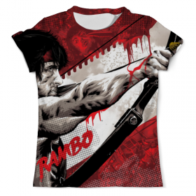 full_print_tee с принтом Rambo: First Blood в Курске, Футболка с нанесением полноцветного изображения по всей поверхности может быть выполнена в двух вариантах - ХЛОПОК и СИНТЕТИКА. | Хлопок - ткань из 100% хлопка высшего качества пенье.  <br>Синтетика - ткань с высоким содержанием синтетического волокна (до 80%).  Материал хорошо тянется, имеет приятную на ощупь фактуру | Тематика изображения на принте: 