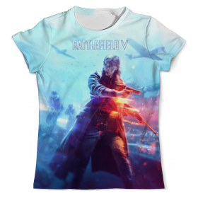 full_print_tee с принтом Battlefield V в Курске, Футболка с нанесением полноцветного изображения по всей поверхности может быть выполнена в двух вариантах - ХЛОПОК и СИНТЕТИКА. | Хлопок - ткань из 100% хлопка высшего качества пенье.  <br>Синтетика - ткань с высоким содержанием синтетического волокна (до 80%).  Материал хорошо тянется, имеет приятную на ощупь фактуру | 