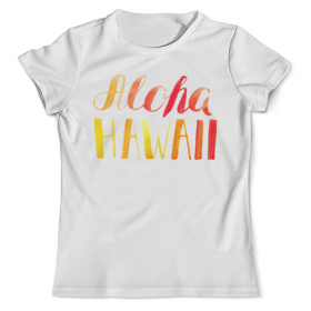 full_print_tee с принтом Aloha Hawaii в Курске, Футболка с нанесением полноцветного изображения по всей поверхности может быть выполнена в двух вариантах - ХЛОПОК и СИНТЕТИКА. | Хлопок - ткань из 100% хлопка высшего качества пенье.  <br>Синтетика - ткань с высоким содержанием синтетического волокна (до 80%).  Материал хорошо тянется, имеет приятную на ощупь фактуру | 