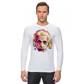 Мужской лонгслив с принтом Альберт Эйнштейн (Albert Einstein) в Курске, Хлопок |  | 