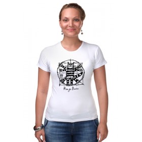 Женская футболка стрэйч с принтом Кот да Винчи в Курске,  |  | Тематика изображения на принте: 