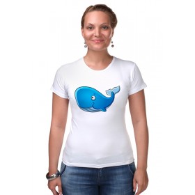 Женская футболка стрэйч с принтом Голубой морской кит-кашалот в Курске,  |  | 