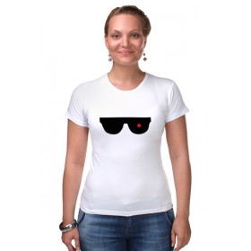 Женская футболка стрэйч с принтом Очки Терминатора в Курске,  |  | 