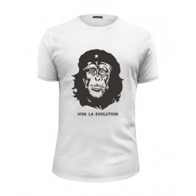 Мужская футболка Premium с принтом Viva La Evolution в Курске, Белый, черный, серый меланж, голубой: 100% хлопок, плотность 160 гр. Остальные цвета: 92% хлопок, 8% лайкра, плотность 170-180гр. |  | 