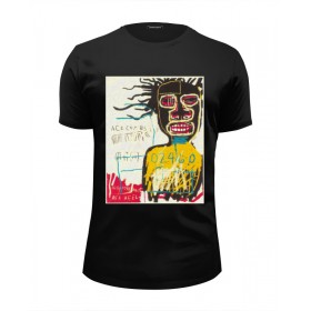 Мужская футболка Premium с принтом Jean-Michel Basquiat в Курске, Белый, черный, серый меланж, голубой: 100% хлопок, плотность 160 гр. Остальные цвета: 92% хлопок, 8% лайкра, плотность 170-180гр. |  | 