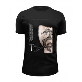 Мужская футболка Premium с принтом Девушка с татуировкой дракона в Курске, Белый, черный, серый меланж, голубой: 100% хлопок, плотность 160 гр. Остальные цвета: 92% хлопок, 8% лайкра, плотность 170-180гр. |  | 