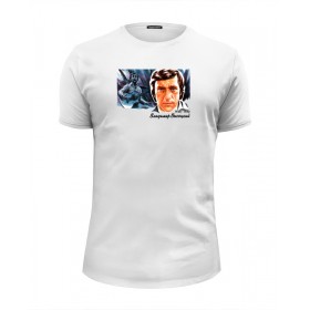 Мужская футболка Premium с принтом Владимир Высоцкий в Курске, Белый, черный, серый меланж, голубой: 100% хлопок, плотность 160 гр. Остальные цвета: 92% хлопок, 8% лайкра, плотность 170-180гр. |  | 