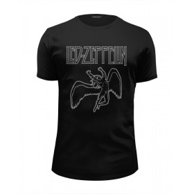 Мужская футболка Premium с принтом Led Zeppelin в Курске, Белый, черный, серый меланж, голубой: 100% хлопок, плотность 160 гр. Остальные цвета: 92% хлопок, 8% лайкра, плотность 170-180гр. |  | 