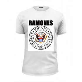 Мужская футболка Premium с принтом Ramones в Курске, Белый, черный, серый меланж, голубой: 100% хлопок, плотность 160 гр. Остальные цвета: 92% хлопок, 8% лайкра, плотность 170-180гр. |  | 