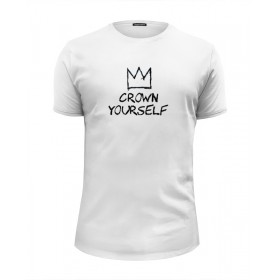 Мужская футболка Premium с принтом Корона / Баския в Курске, Белый, черный, серый меланж, голубой: 100% хлопок, плотность 160 гр. Остальные цвета: 92% хлопок, 8% лайкра, плотность 170-180гр. |  | 