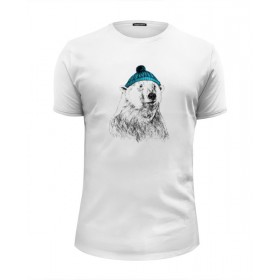 Мужская футболка Premium с принтом Белый медведь в Курске, Белый, черный, серый меланж, голубой: 100% хлопок, плотность 160 гр. Остальные цвета: 92% хлопок, 8% лайкра, плотность 170-180гр. |  | 