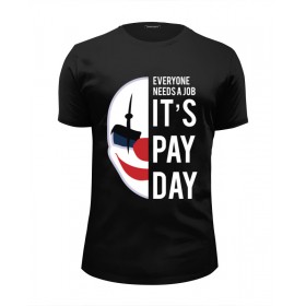 Мужская футболка Premium с принтом Payday в Курске, Белый, черный, серый меланж, голубой: 100% хлопок, плотность 160 гр. Остальные цвета: 92% хлопок, 8% лайкра, плотность 170-180гр. |  | 