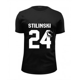 Мужская футболка Premium с принтом Stilinski 24 в Курске, Белый, черный, серый меланж, голубой: 100% хлопок, плотность 160 гр. Остальные цвета: 92% хлопок, 8% лайкра, плотность 170-180гр. |  | 
