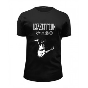 Мужская футболка Premium с принтом Led Zeppelin в Курске, Белый, черный, серый меланж, голубой: 100% хлопок, плотность 160 гр. Остальные цвета: 92% хлопок, 8% лайкра, плотность 170-180гр. |  | 