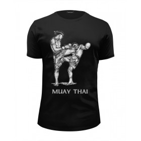 Мужская футболка Premium с принтом Muay Thai в Курске, Белый, черный, серый меланж, голубой: 100% хлопок, плотность 160 гр. Остальные цвета: 92% хлопок, 8% лайкра, плотность 170-180гр. |  | 