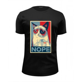 Мужская футболка Premium с принтом Grumpy Cat в Курске, Белый, черный, серый меланж, голубой: 100% хлопок, плотность 160 гр. Остальные цвета: 92% хлопок, 8% лайкра, плотность 170-180гр. |  | Тематика изображения на принте: 