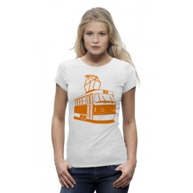Женская футболка Premium с принтом Трамвай в Курске,  |  | 