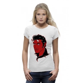 Женская футболка Premium с принтом Элвис Пресли Дьявол в Курске,  |  | Тематика изображения на принте: 