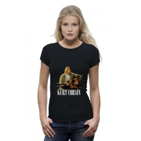 Женская футболка Premium с принтом Nirvana Kurt Cobain guitar t-shirt в Курске,  |  | 
