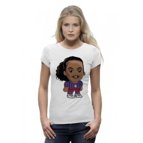 Женская футболка Premium с принтом Роналдиньо в Курске,  |  | 