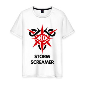 Мужская футболка хлопок с принтом Dark Elf Mage - Storm Screamer в Курске, 100% хлопок | прямой крой, круглый вырез горловины, длина до линии бедер, слегка спущенное плечо. | elf | lineage | storm screamer