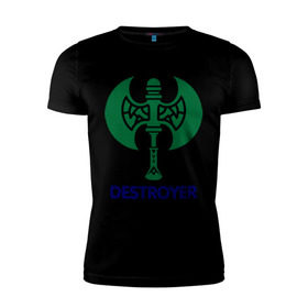 Мужская футболка премиум с принтом Orc Fighter - Destroyer в Курске, 92% хлопок, 8% лайкра | приталенный силуэт, круглый вырез ворота, длина до линии бедра, короткий рукав | destroyer | lineage