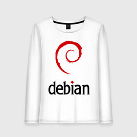 Женский лонгслив хлопок с принтом debian в Курске, 100% хлопок |  | debian | linux | дистрибутивы | линукс | ос