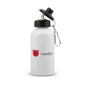 Бутылка спортивная с принтом Free BSD в Курске, металл | емкость — 500 мл, в комплекте две пластиковые крышки и карабин для крепления | freebsd | linux | линукс | люникс