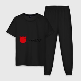 Мужская пижама хлопок с принтом Free BSD в Курске, 100% хлопок | брюки и футболка прямого кроя, без карманов, на брюках мягкая резинка на поясе и по низу штанин
 | freebsd | linux | линукс | люникс