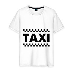 Мужская футболка хлопок с принтом Taxi в Курске, 100% хлопок | прямой крой, круглый вырез горловины, длина до линии бедер, слегка спущенное плечо. | Тематика изображения на принте: taxi | для таксиста | такси | таксист | шашечки