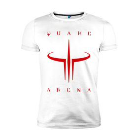 Мужская футболка премиум с принтом Quake arena в Курске, 92% хлопок, 8% лайкра | приталенный силуэт, круглый вырез ворота, длина до линии бедра, короткий рукав | arena | quake | quake arena | квака | квейк | шутер