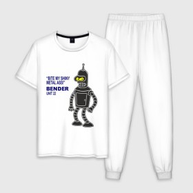 Мужская пижама хлопок с принтом Bender в Курске, 100% хлопок | брюки и футболка прямого кроя, без карманов, на брюках мягкая резинка на поясе и по низу штанин
 | bender | futurama | футурама