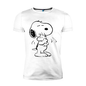 Мужская футболка премиум с принтом Snoopy в Курске, 92% хлопок, 8% лайкра | приталенный силуэт, круглый вырез ворота, длина до линии бедра, короткий рукав | snoopy | сгупи