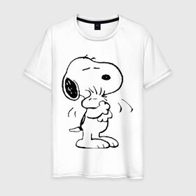 Мужская футболка хлопок с принтом Snoopy в Курске, 100% хлопок | прямой крой, круглый вырез горловины, длина до линии бедер, слегка спущенное плечо. | snoopy | сгупи