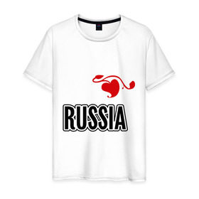 Мужская футболка хлопок с принтом Russia leaf в Курске, 100% хлопок | прямой крой, круглый вырез горловины, длина до линии бедер, слегка спущенное плечо. | Тематика изображения на принте: russia | россия | русский | сердце | че2012 | я русский