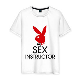 Мужская футболка хлопок с принтом Sex Instructor в Курске, 100% хлопок | прямой крой, круглый вырез горловины, длина до линии бедер, слегка спущенное плечо. | инструктор