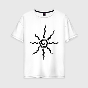 Женская футболка хлопок Oversize с принтом Палящее солнце в Курске, 100% хлопок | свободный крой, круглый ворот, спущенный рукав, длина до линии бедер
 | tribal | орнамент | солнце | трайбл | узор