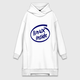 Платье-худи хлопок с принтом Linux inside в Курске,  |  | intel inside | linux | linux inside | админу | линукс | пингвины linux | пингвины люникс | прикольные