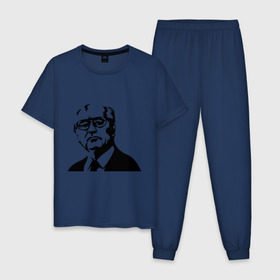 Мужская пижама хлопок с принтом Горбачев в Курске, 100% хлопок | брюки и футболка прямого кроя, без карманов, на брюках мягкая резинка на поясе и по низу штанин
 | Тематика изображения на принте: горбачев | михаил сергеевич | политические | россия