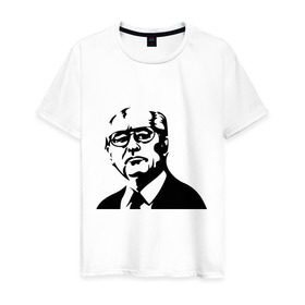 Мужская футболка хлопок с принтом Горбачев в Курске, 100% хлопок | прямой крой, круглый вырез горловины, длина до линии бедер, слегка спущенное плечо. | горбачев | михаил сергеевич | политические | россия