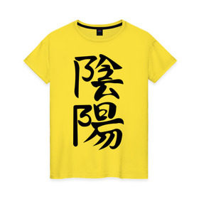 Женская футболка хлопок с принтом Инь-Янь в Курске, 100% хлопок | прямой крой, круглый вырез горловины, длина до линии бедер, слегка спущенное плечо | инь ян | китай