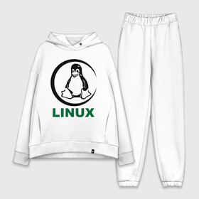 Женский костюм хлопок Oversize с принтом Linux в Курске,  |  | пингвин