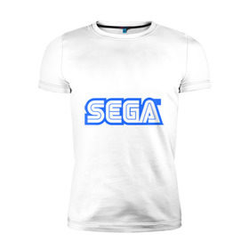 Мужская футболка премиум с принтом SEGA в Курске, 92% хлопок, 8% лайкра | приталенный силуэт, круглый вырез ворота, длина до линии бедра, короткий рукав | 8 bit | 8 бит | sega | видеоигры | приставки | сега
