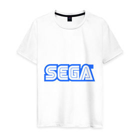 Мужская футболка хлопок с принтом SEGA в Курске, 100% хлопок | прямой крой, круглый вырез горловины, длина до линии бедер, слегка спущенное плечо. | 8 bit | 8 бит | sega | видеоигры | приставки | сега